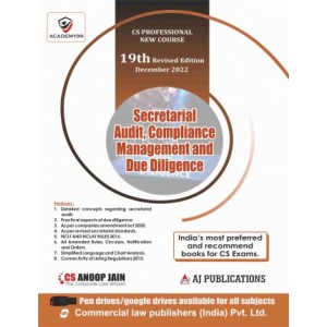 Anoop Jain's Secretarial Audit, Compliance Management and Due Diligence for CS Professional December 2022 Exam [New Syllabus] by AJ Publications 